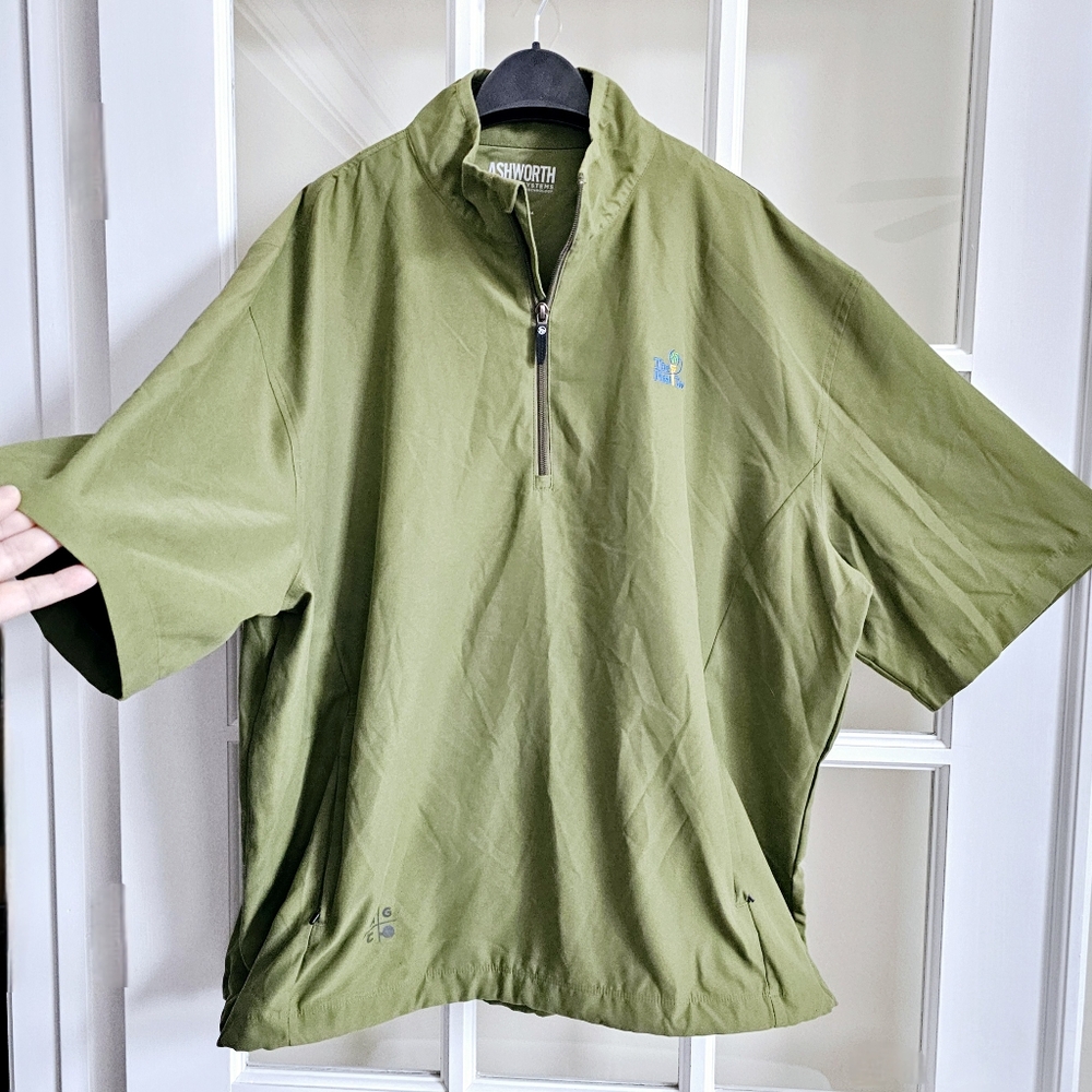 Ashworth Mens GOLF Pullover Quarter Zip Short Sleeve XL Water Wind Resistant